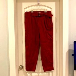 Maroon, belted pants